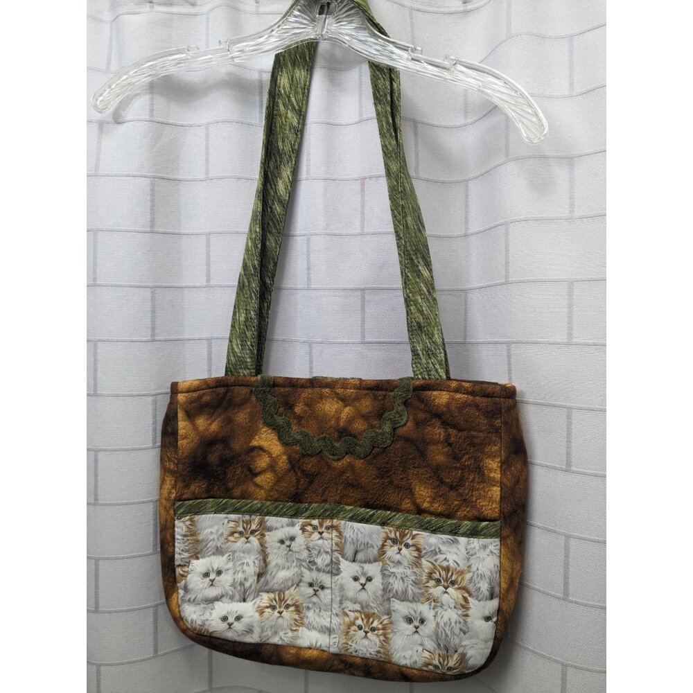 BagsByBonnie Quilted Purse w/White Kitties Cats NWOT Shoulder Bag Whimsical - Picture 7 of 16
